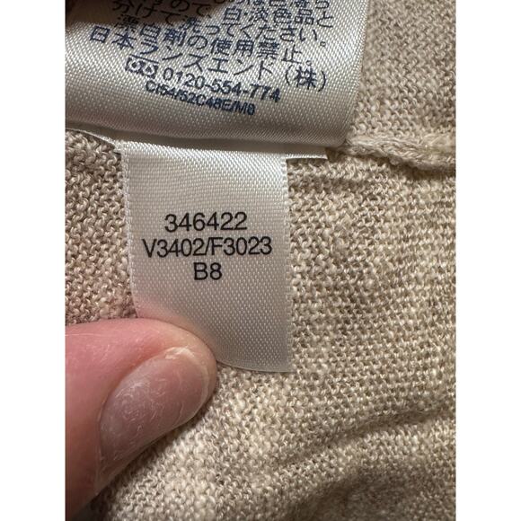 Land's End Lightweight Sweater Cream Tan Long Sleeve Cotton Linen Plus Sz 3X - Picture 7 of 9